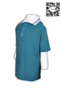P471 童裝短袖polo恤 在線訂購  兒童POLO訂做 校服款式polo恤 立體條紋織領polo恤 polo恤生產商      湖綠色 